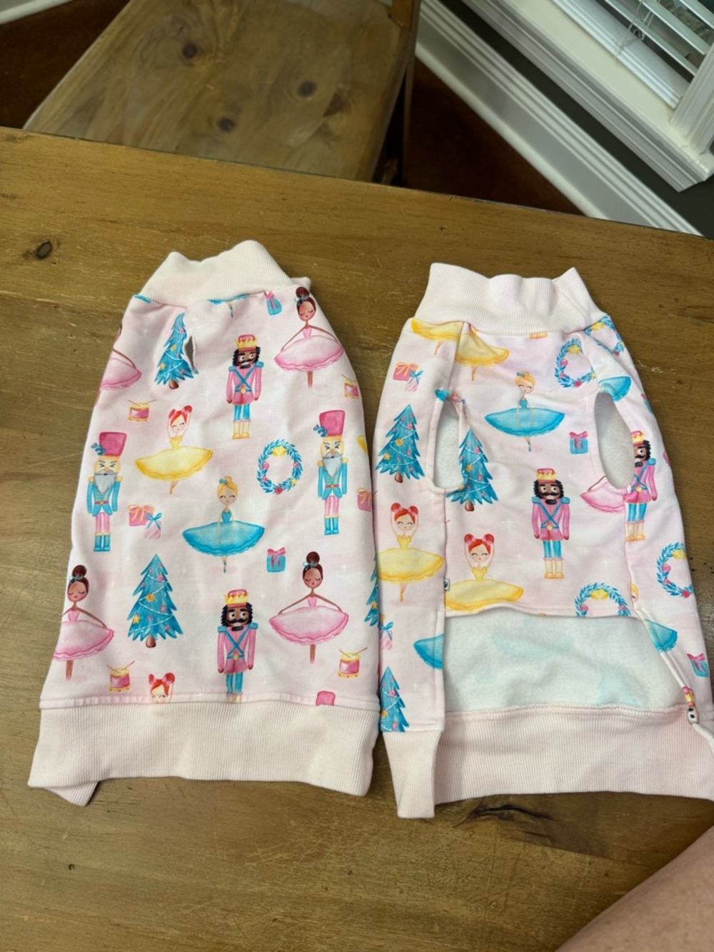 Pink Nutcracker & Ballerina Dog Sweater - Cute Holiday Print